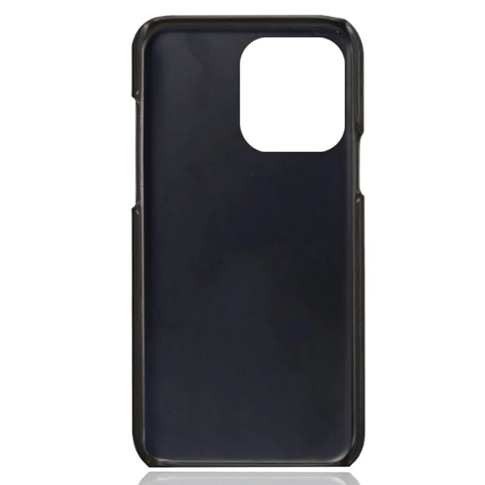 PU Leather Coated Hard PC Dual Card Slot Black Case - For iPhone 14 Pro - mosaccessories