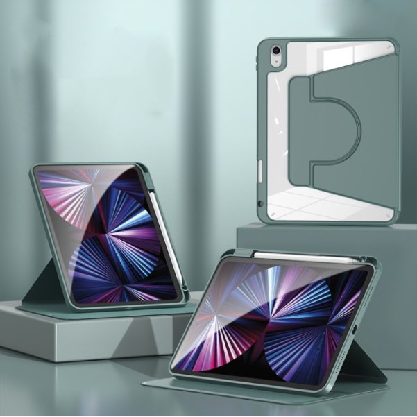2 in 1 Acrylic Split Rotating PU Leather Case - For iPad Pro 12.9" (2018 / 2020 / 2021 / 2022) - Mos Accessories