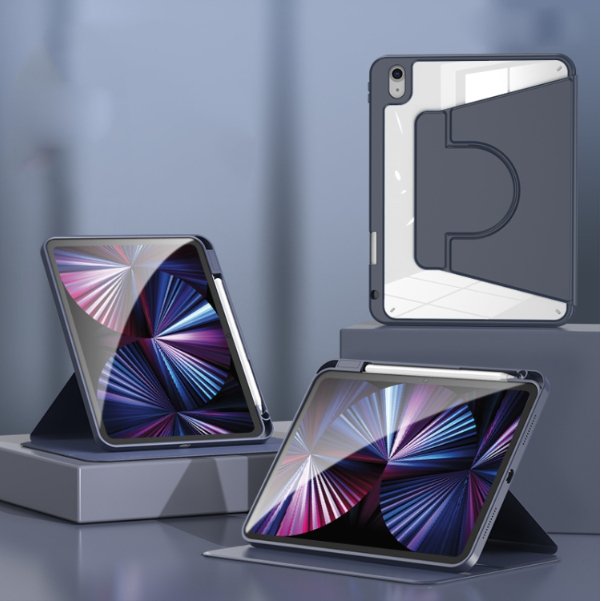 2 in 1 Acrylic Split Rotating PU Leather Case - For iPad Pro 12.9" (2018 / 2020 / 2021 / 2022) - Mos Accessories