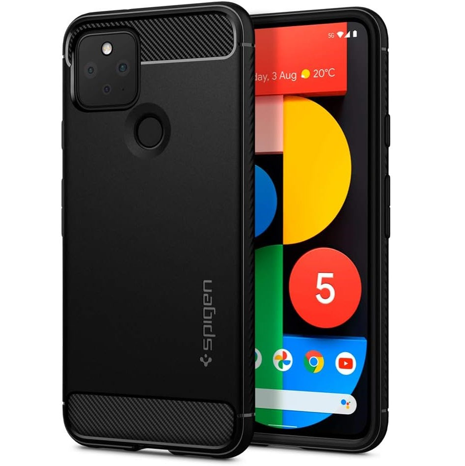 Spigen Rugged Armor Matte Black Case - For Google Pixel 5 - mosaccessories