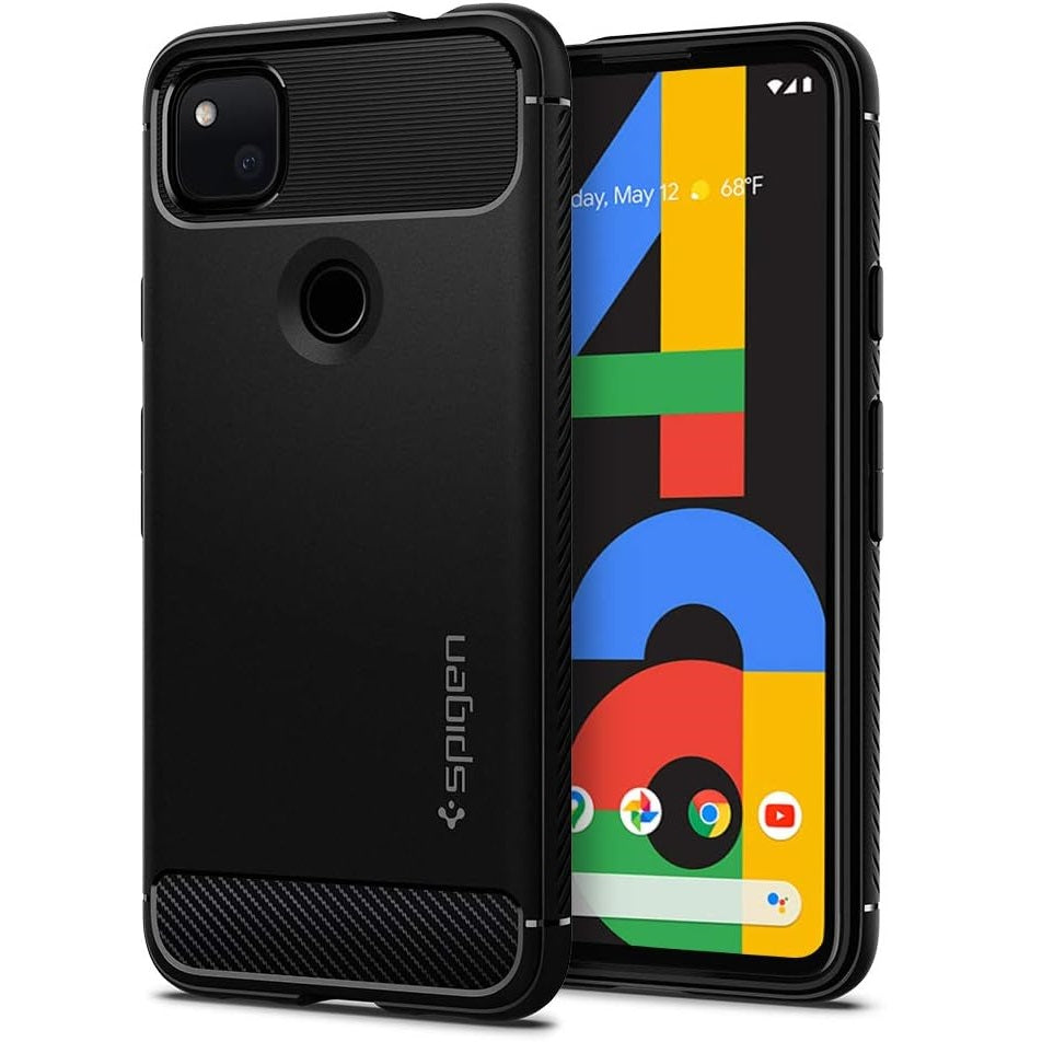 Spigen Rugged Armor Matte Black Case - For Google Pixel 4a - mosaccessories