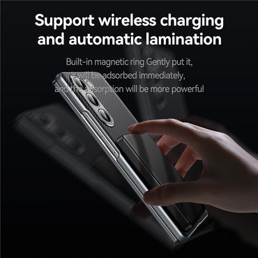 Sulada Carbon Fiber Texture MagSafe Case PU Leather + PC Phone Cover - For Samsung Galaxy Z Fold6