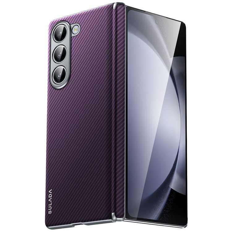 Sulada Carbon Fiber Texture MagSafe Case PU Leather + PC Phone Cover - For Samsung Galaxy Z Fold6