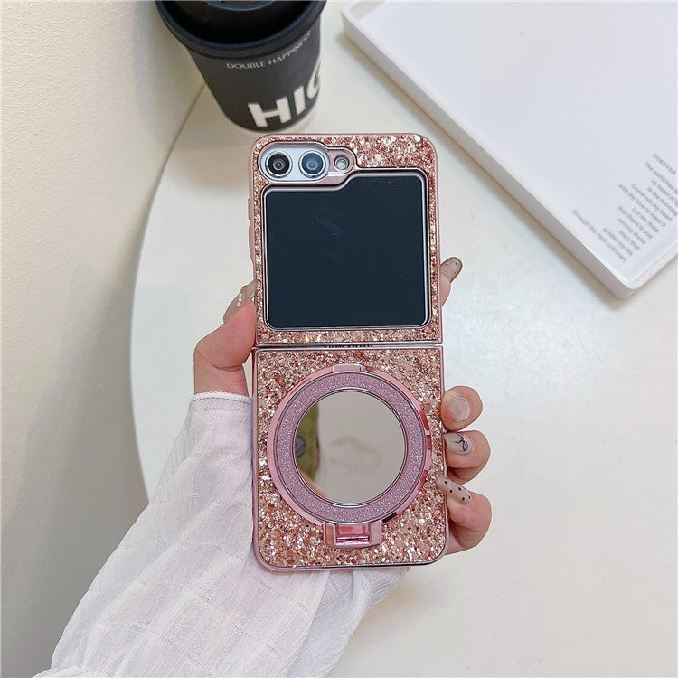 TPU+PC Kickstand Case Phone Cover with Mirror - For Samsung Galaxy Z Flip6