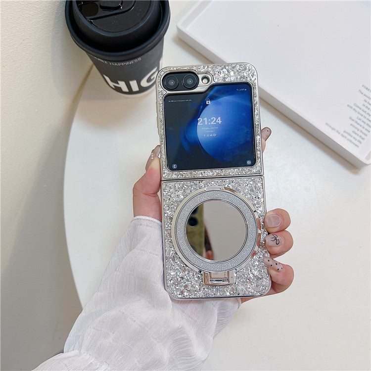 TPU+PC Kickstand Case Phone Cover with Mirror - For Samsung Galaxy Z Flip6