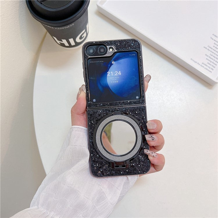 TPU+PC Kickstand Case Phone Cover with Mirror - For Samsung Galaxy Z Flip6