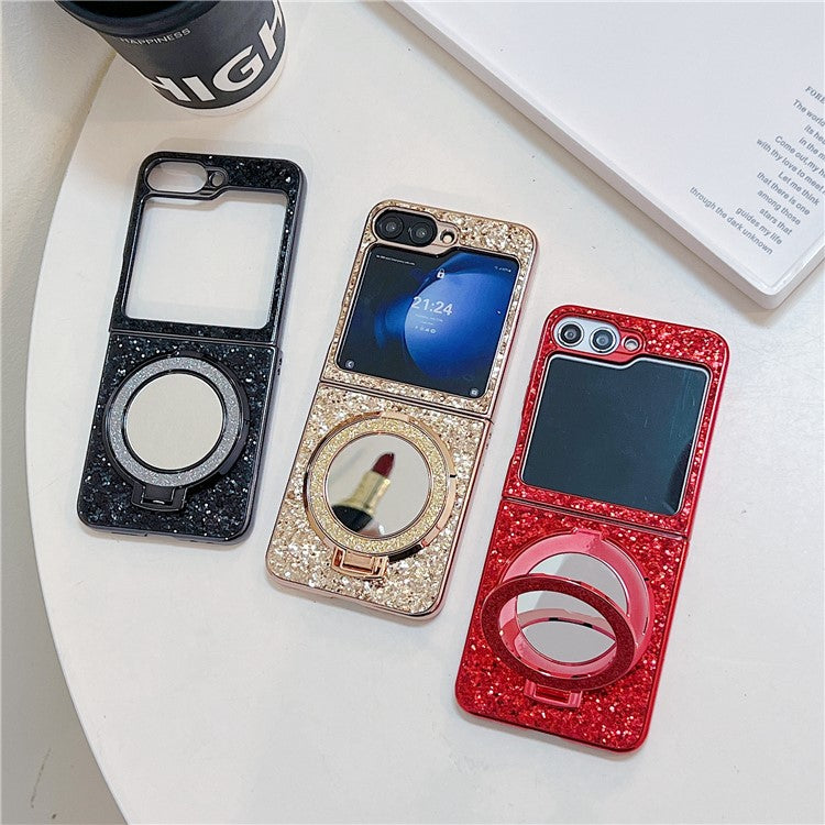 TPU+PC Kickstand Case Phone Cover with Mirror - For Samsung Galaxy Z Flip6