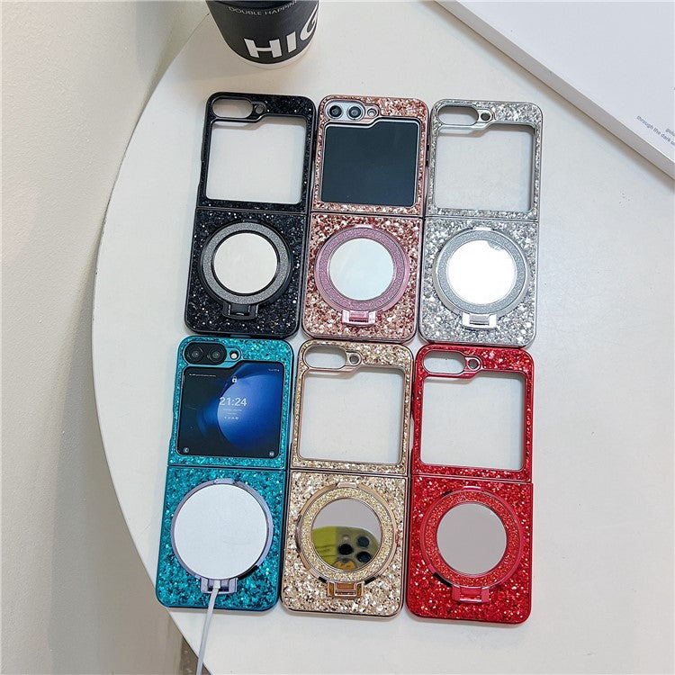 TPU+PC Kickstand Case Phone Cover with Mirror - For Samsung Galaxy Z Flip6