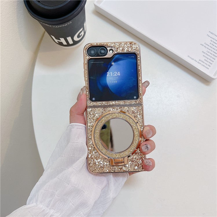 TPU+PC Kickstand Case Phone Cover with Mirror - For Samsung Galaxy Z Flip6