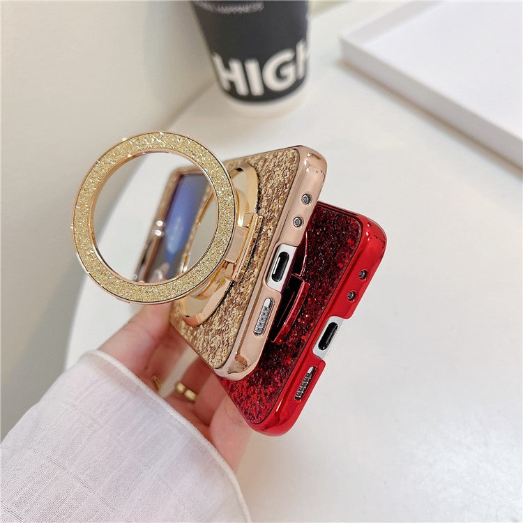 TPU+PC Kickstand Case Phone Cover with Mirror - For Samsung Galaxy Z Flip6