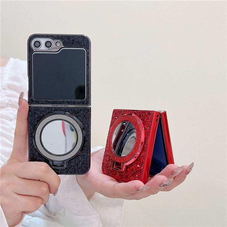 TPU+PC Kickstand Case Phone Cover with Mirror - For Samsung Galaxy Z Flip6