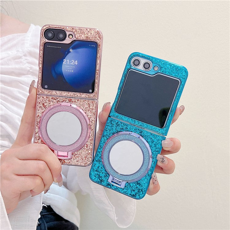 TPU+PC Kickstand Case Phone Cover with Mirror - For Samsung Galaxy Z Flip6