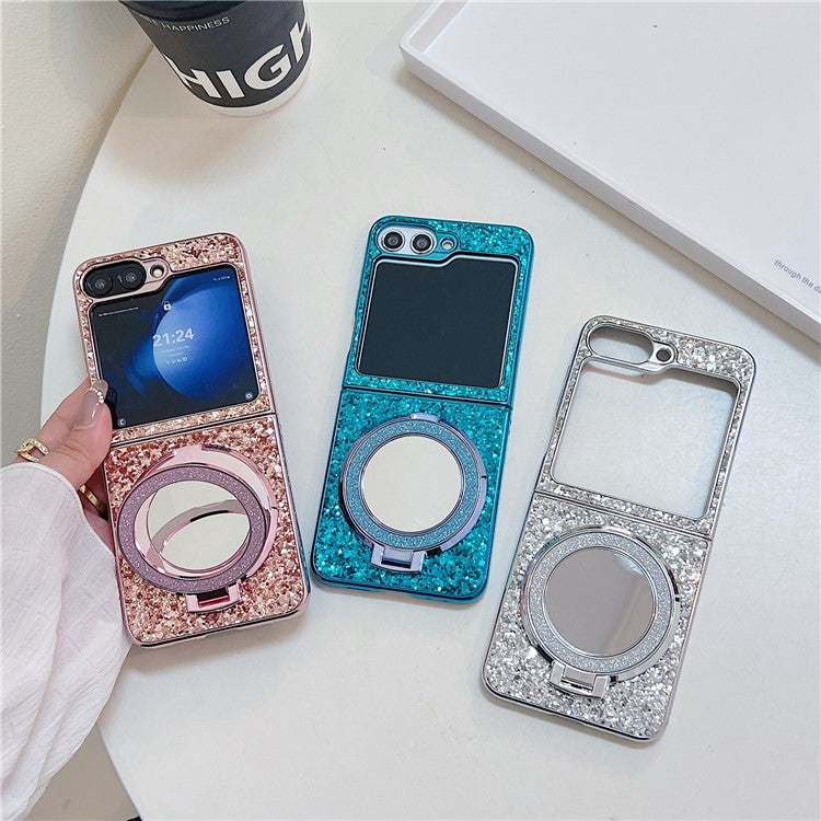 TPU+PC Kickstand Case Phone Cover with Mirror - For Samsung Galaxy Z Flip6