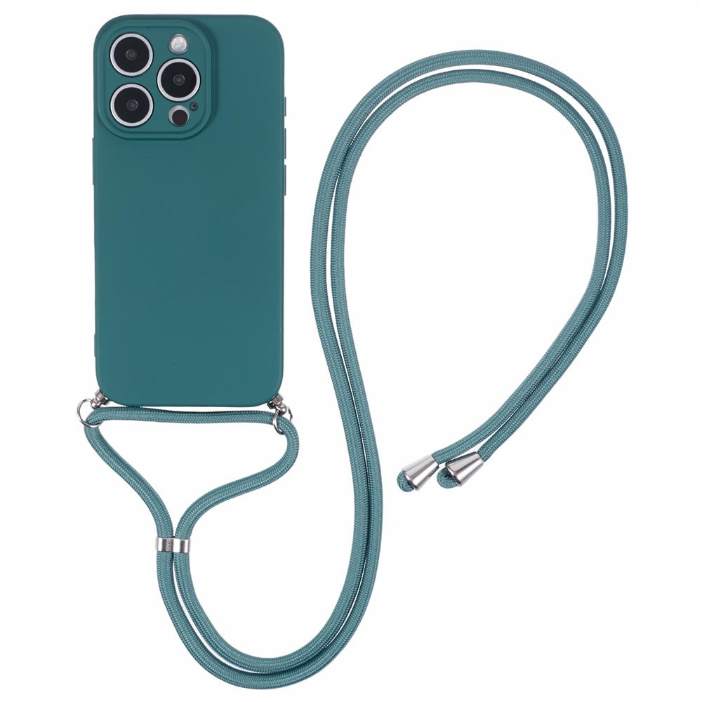 Crossbody Case Flexible TPU Fiber Lining Anti-Shock Phone Cover - For iPhone 16 Pro