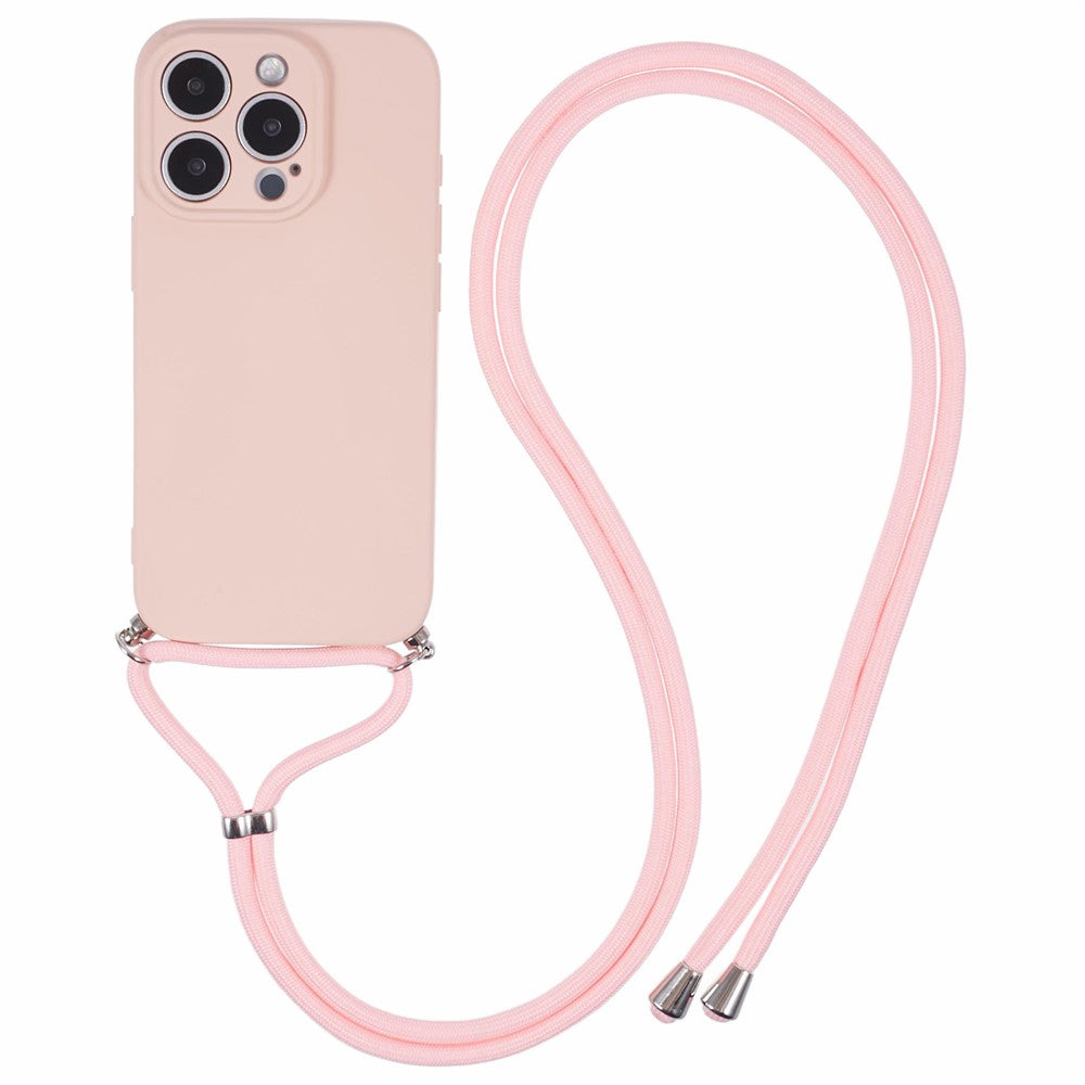 Crossbody Case Flexible TPU Fiber Lining Anti-Shock Phone Cover - For iPhone 16 Pro