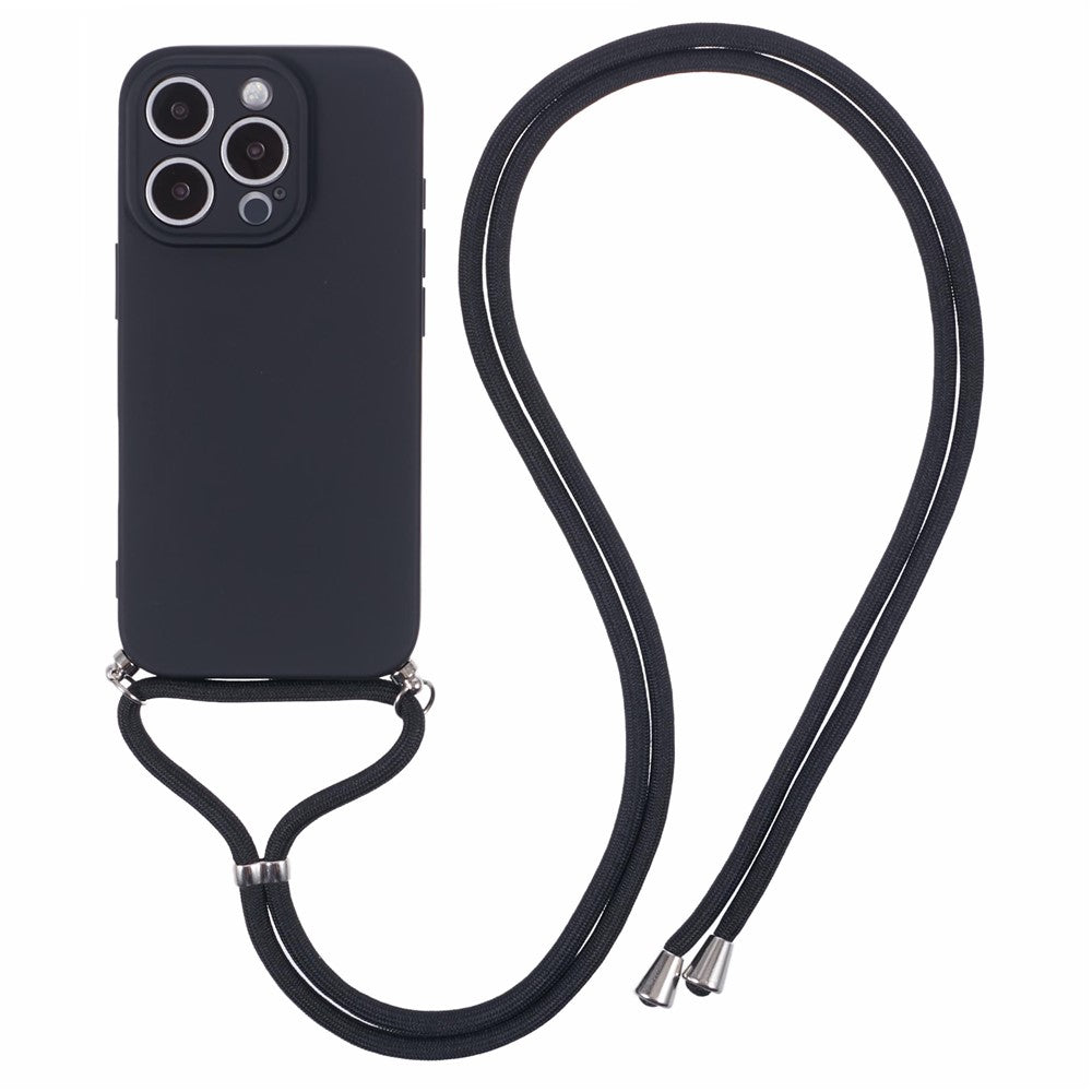 Crossbody Case Flexible TPU Fiber Lining Anti-Shock Phone Cover - For iPhone 16 Pro