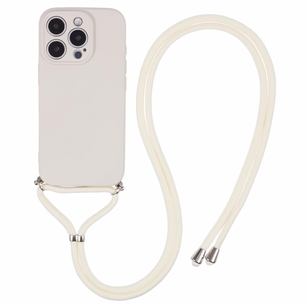 Crossbody Case Flexible TPU Fiber Lining Anti-Shock Phone Cover - For iPhone 16 Pro
