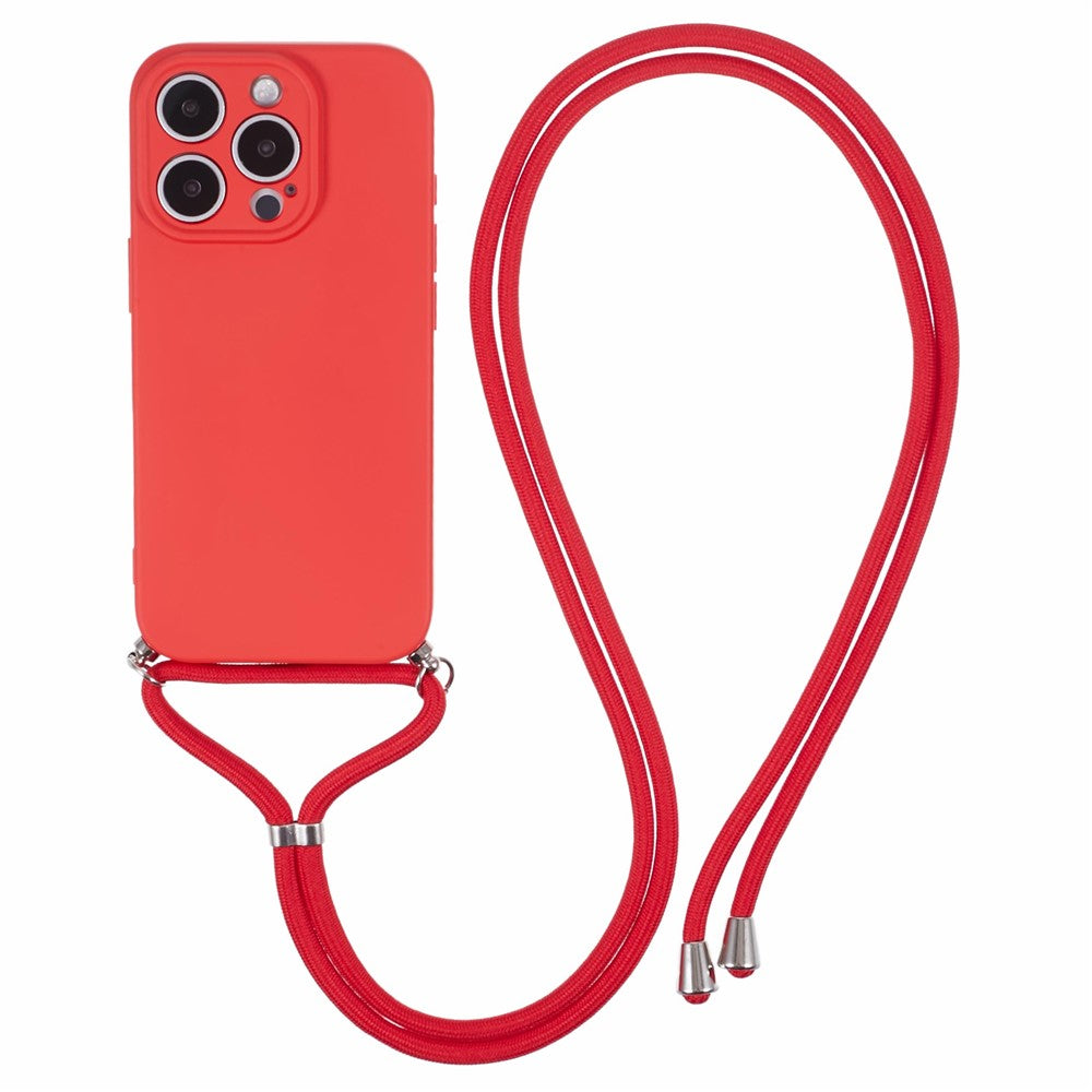 Crossbody Case Flexible TPU Fiber Lining Anti-Shock Phone Cover - For iPhone 16 Pro