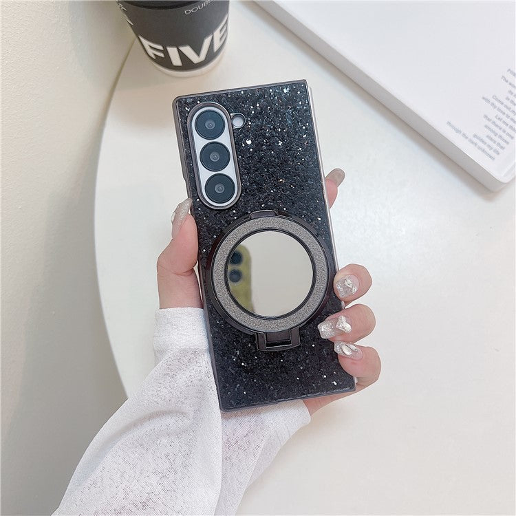 TPU+PC Kickstand Case Compatible with MagSafe Phone Cover with Mirror - For Samsung Galaxy Z Fold6