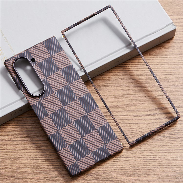 Chessboard Pattern Aramid Fiber Case Compatible with MagSafe Phone Cover - For Samsung Galaxy Z Fold6