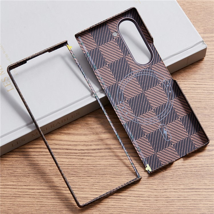 Chessboard Pattern Aramid Fiber Case Compatible with MagSafe Phone Cover - For Samsung Galaxy Z Fold6