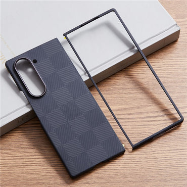 Square Grid Pattern Aramid Fiber Case Compatible with MagSafe Phone Cover - For Samsung Galaxy Z Fold6