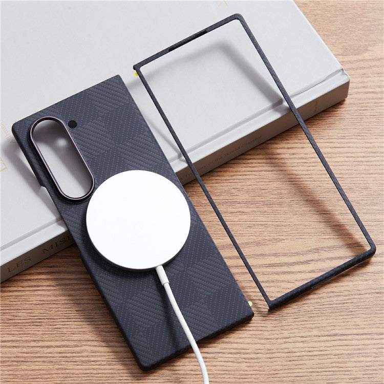 Square Grid Pattern Aramid Fiber Case Compatible with MagSafe Phone Cover - For Samsung Galaxy Z Fold6