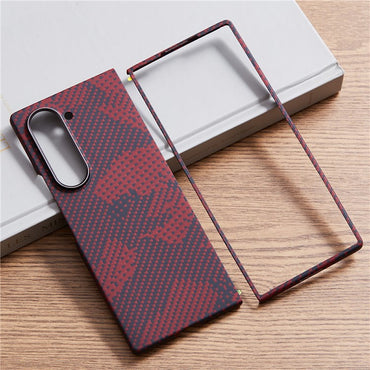 Camouflage Red Aramid Fiber Case Compatible with MagSafe Phone Cover - For Samsung Galaxy Fold6
