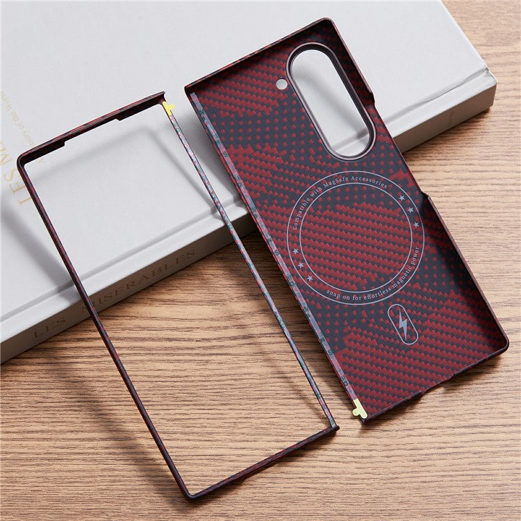 Camouflage Red Aramid Fiber Case Compatible with MagSafe Phone Cover - For Samsung Galaxy Fold6