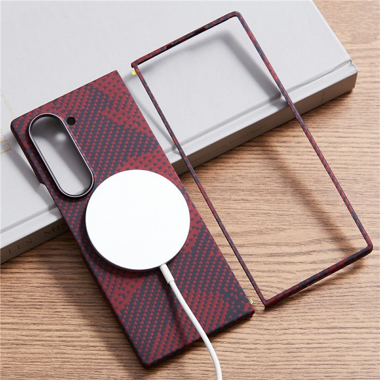 Camouflage Red Aramid Fiber Case Compatible with MagSafe Phone Cover - For Samsung Galaxy Fold6