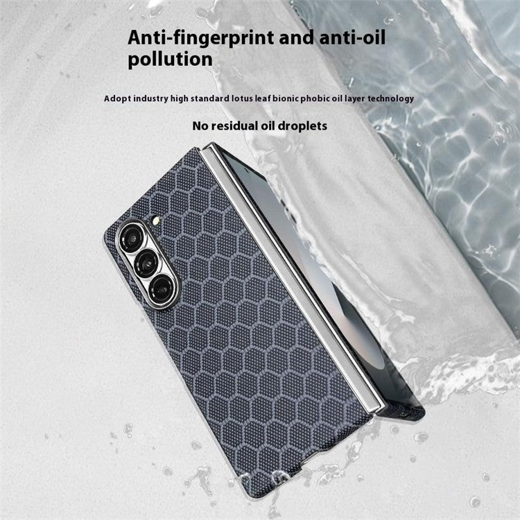 Aramid Fiber Honeycomb Texture MagSafe Case Black Phone Cover - For Samsung Galaxy Z Fold6