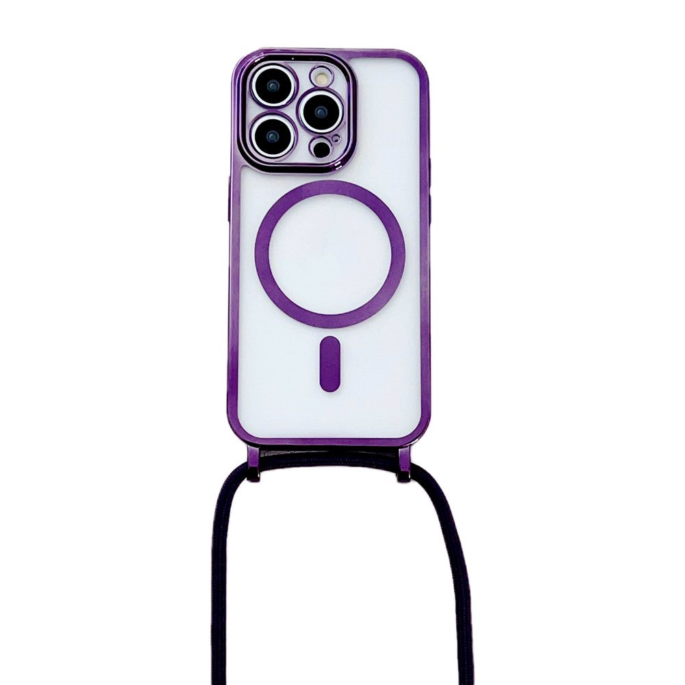 Electroplating TPU Case Compatible with MagSafe with Long Lanyard - For iPhone 16 Pro