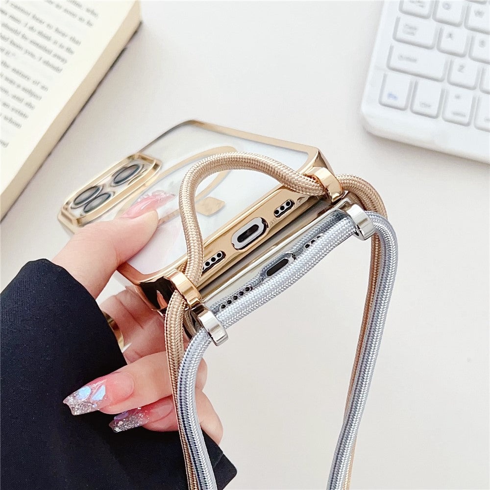 Electroplating TPU Case Compatible with MagSafe with Long Lanyard - For iPhone 16 Pro