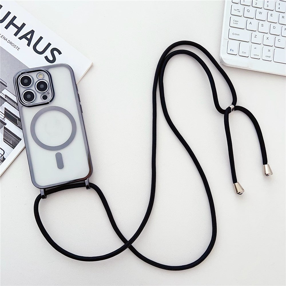 Electroplating TPU Case Compatible with MagSafe with Long Lanyard - For iPhone 16 Pro
