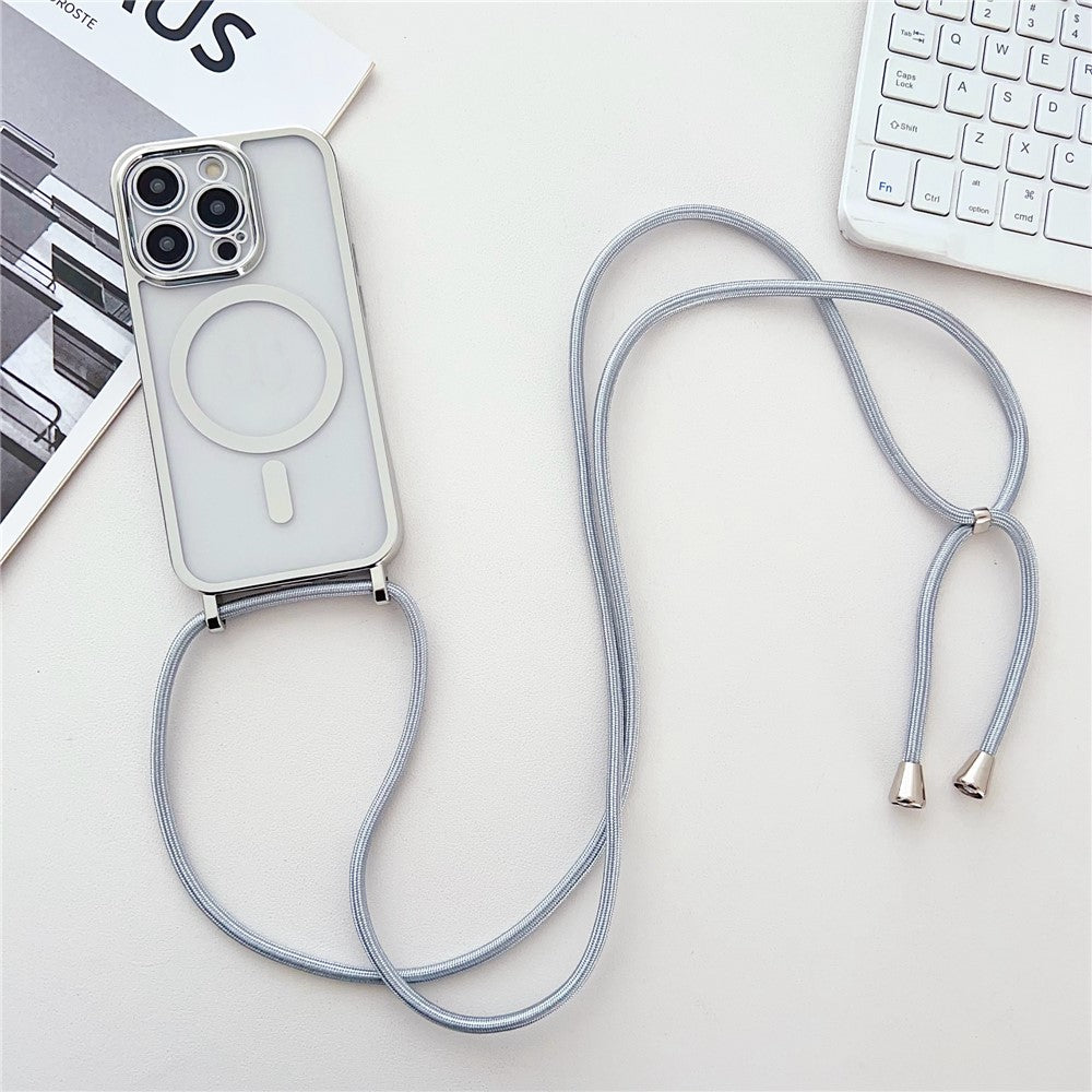 Electroplating TPU Case Compatible with MagSafe with Long Lanyard - For iPhone 16 Pro