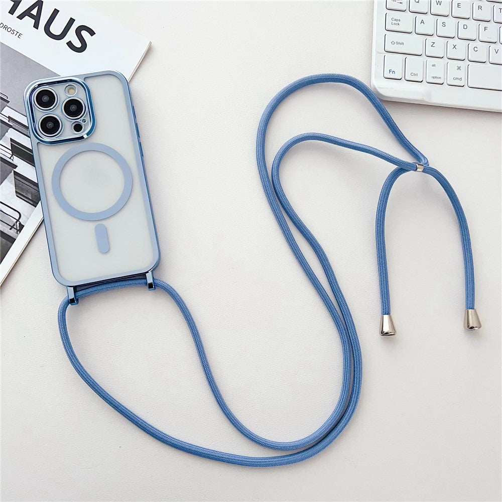 Electroplating TPU Case Compatible with MagSafe with Long Lanyard - For iPhone 16 Pro