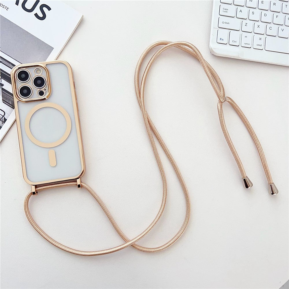 Electroplating TPU Case Compatible with MagSafe with Long Lanyard - For iPhone 16 Pro