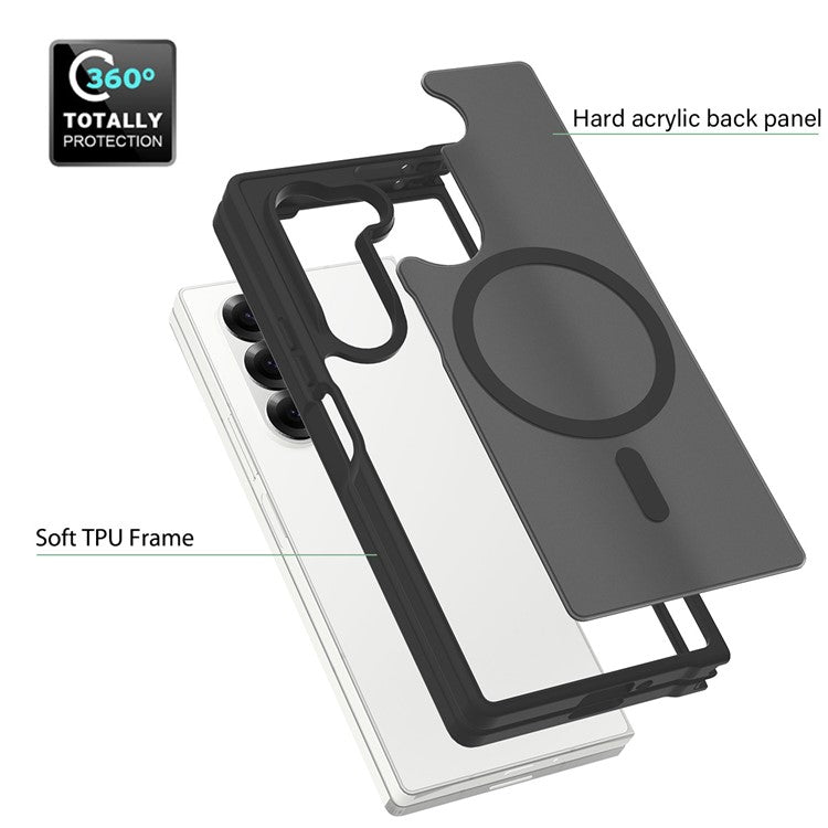 TPU Frame Acrylic Back Case Compatible with MagSafe Phone Cover - For Samsung Galaxy Fold6