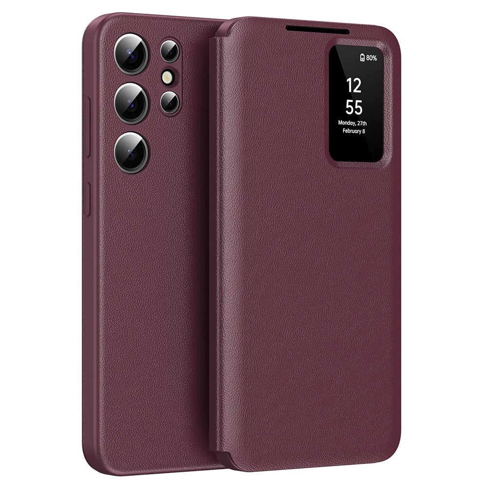 View Window PU Leather Wallet Case - For Samsung Galaxy S24 Ultra