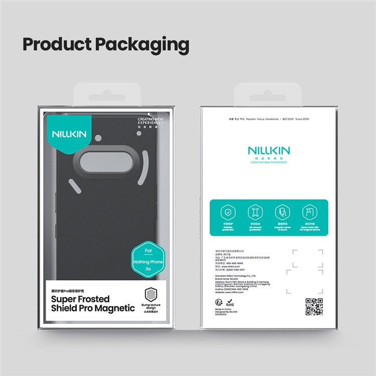 Nillkin Frosted Shield Pro Case Compatible with MagSafe PC + TPU Black Phone Cover - For Nothing Phone (3a)