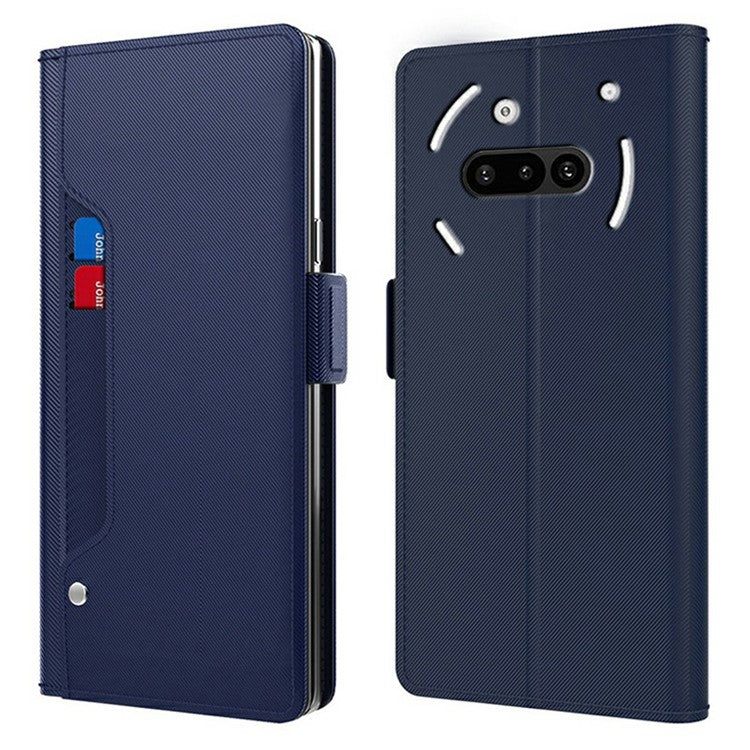 PU Leather Case Phone Cover with Card Holder Mirror - For Nothing Phone (3a)