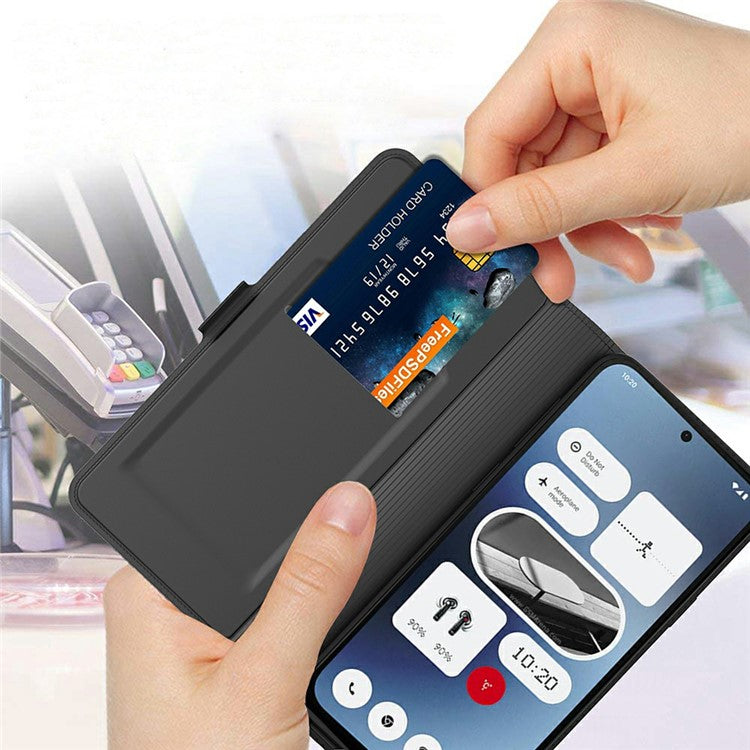 Shockproof TPU Case Inner Shell PU Leather Phone Cover Card Slot - For Nothing Phone (3a)