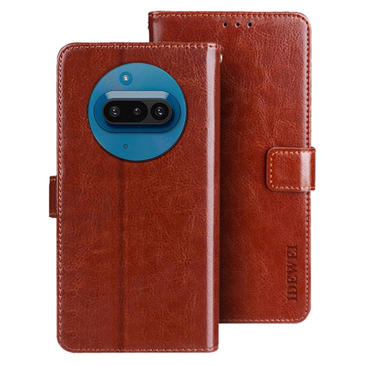 IDEWEI Wallet Stand Case Crazy Horse Texture PU Leather Phone Cover - For Nothing Phone (3a)