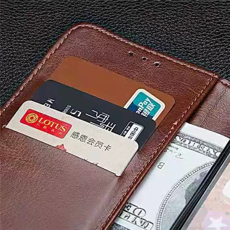 IDEWEI Wallet Stand Case Crazy Horse Texture PU Leather Phone Cover - For Nothing Phone (3a)