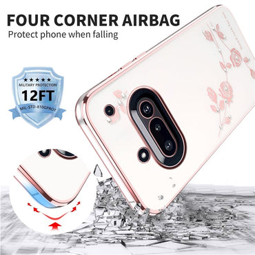 KADEM Flower Rhinestone Décor Case TPU Phone Cover - For Nothing Phone (3a)