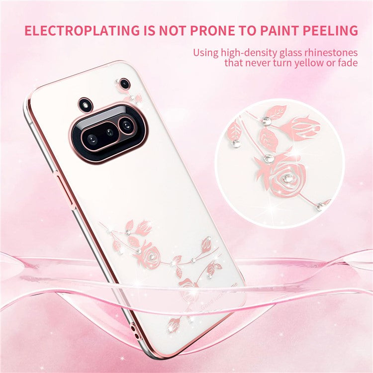 KADEM Flower Rhinestone Décor Case TPU Phone Cover - For Nothing Phone (3a)