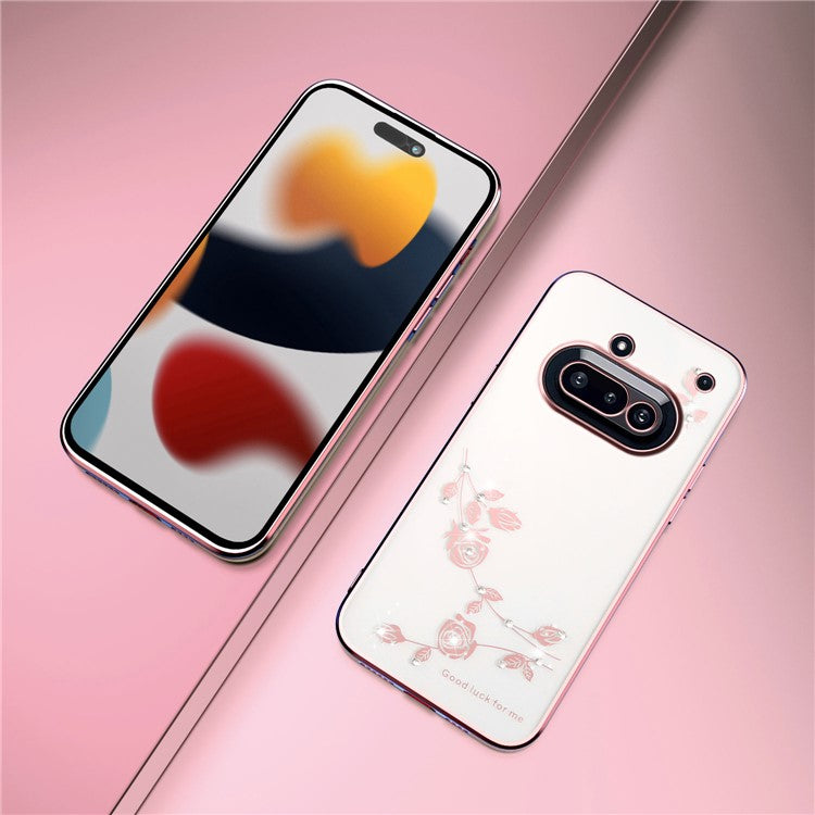 KADEM Flower Rhinestone Décor Case TPU Phone Cover - For Nothing Phone (3a)