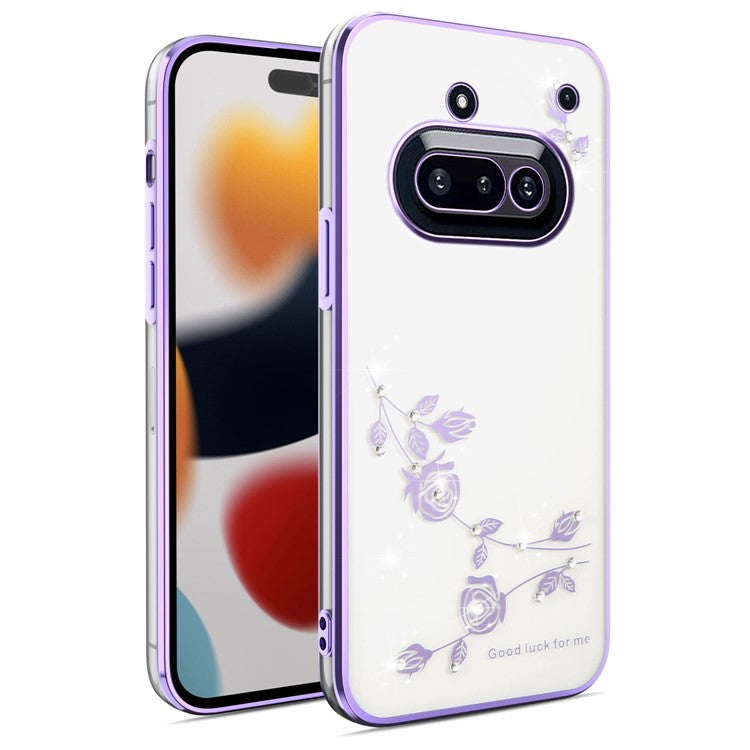 KADEM Flower Rhinestone Décor Case TPU Phone Cover - For Nothing Phone (3a)