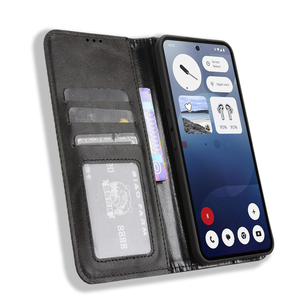 Retro PU Leather Case Phone Wallet Stand Cover - For Nothing Phone (3a)