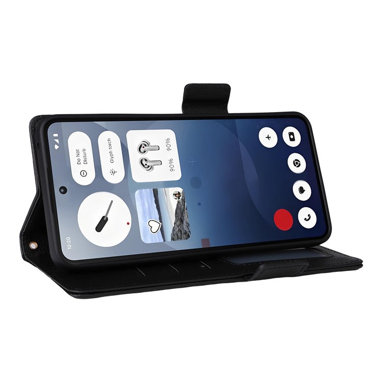 Case with Wrist Strap Litchi Texture PU Leather Wallet Phone Cover - For Nothing Phone (3a)